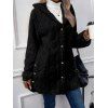 Manteau à Capuche Long Fourré Texturé Boutonné en Couleur Unie - Noir XL | US 10