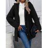 Manteau à Capuche Long Fourré Texturé Boutonné en Couleur Unie - Noir M | US 6