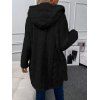 Manteau à Capuche Long Fourré Texturé Boutonné en Couleur Unie - Noir M | US 6