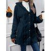 Manteau à Capuche Long Fourré Texturé Boutonné en Couleur Unie - Bleu de Minuit XL | US 10