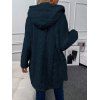 Manteau à Capuche Long Fourré Texturé Boutonné en Couleur Unie - Bleu de Minuit XL | US 10