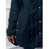 Manteau à Capuche Long Fourré Texturé Boutonné en Couleur Unie - Bleu de Minuit XL | US 10