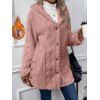 Manteau à Capuche Long Fourré Texturé Boutonné en Couleur Unie - Rose clair XL | US 10