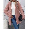 Manteau à Capuche Long Fourré Texturé Boutonné en Couleur Unie - Rose clair L | US 8