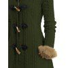 Cable Knit Plaid Horn Button Faux Fur Hooded Coat And Lace Up Over The Knee Boots Tree of Life Drop Earrings Outfit - Vert profond S | US 4