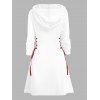 Mini Robe à Capuche Rose Imprimée à Manches Longues à Lacets - Blanc XXL | US 14