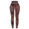 Legging de Sport Moulant Marbre Imprimé à Taille Haute - café XL | US 10