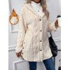 Textured Button Up Fluffy Hooded Coat And Zip Up Long Flare Jeans Snowflake Christmas Drop Earrings Outfit - Blanc S | US 4