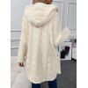 Textured Button Up Fluffy Hooded Coat And Zip Up Long Flare Jeans Snowflake Christmas Drop Earrings Outfit - Blanc S | US 4