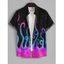 Chemise Décontractée Boutonnée Pieuvre et Galaxie Imprimés à Manches Courtes - Noir S