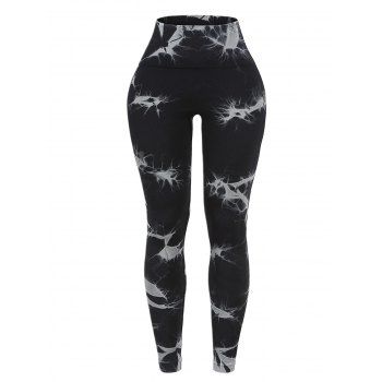 Marble Print High Waist Skinny Lifting Butt Sport Leggings