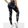 Legging de Sport Moulant Marbre Imprimé à Taille Haute - Noir L | US 8