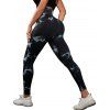 Legging de Sport Moulant Marbre Imprimé à Taille Haute - Noir L | US 8