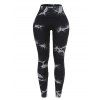 Legging de Sport Moulant Marbre Imprimé à Taille Haute - Noir L | US 8