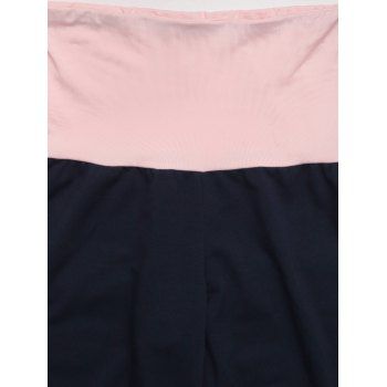 Two Tone Contrast Color Long Wide Leg Pants