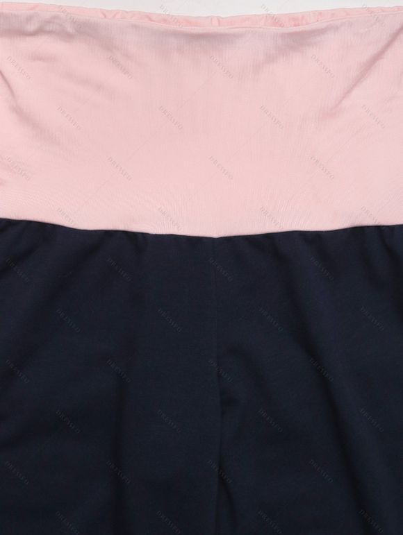 Pantalon Long Bicolore en Couleur Contrastée à Jambe Large - Bleu de Minuit S | US 4