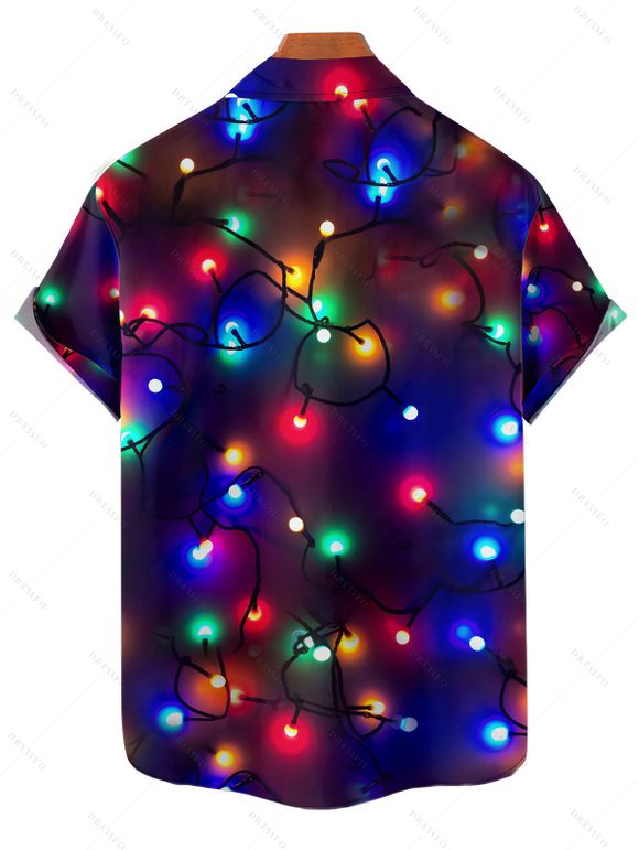 Chemise à Col Rabattu et à Manches Courtes avec Imprimé Coloré - Noir XL
