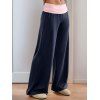 Pantalon Long Bicolore en Couleur Contrastée à Jambe Large - Bleu de Minuit XL | US 10