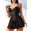 Ensemble de Body Lingerie Fleur en Dentelle en Maille Transparente avec T-String - Noir XL | US 10