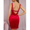 Robe Courte Lingerie en Velours à Col Plongeant à Dos Nu - Rouge L | US 8