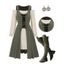 Cold Shoulder Colorblock Lace Up Long Sleeve Dress And Over The Knee Boots Life Tree Drop Earrings Outfit - Vert profond S | US 4