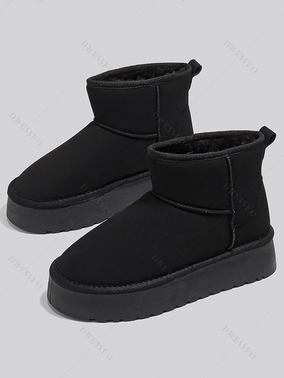 Mid-Calf Plush Lining Thickened Sole Warm Winter Short Boots - Noir EU 40