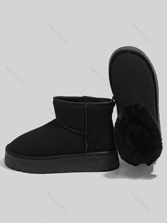 Mid-Calf Plush Lining Thickened Sole Warm Winter Short Boots - Noir EU 37