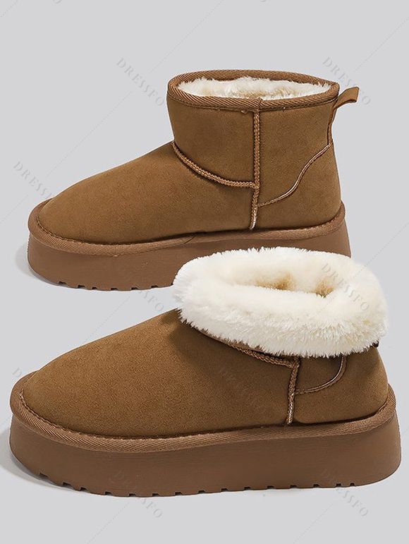 Mid-Calf Plush Lining Thickened Sole Warm Winter Short Boots - café EU 40