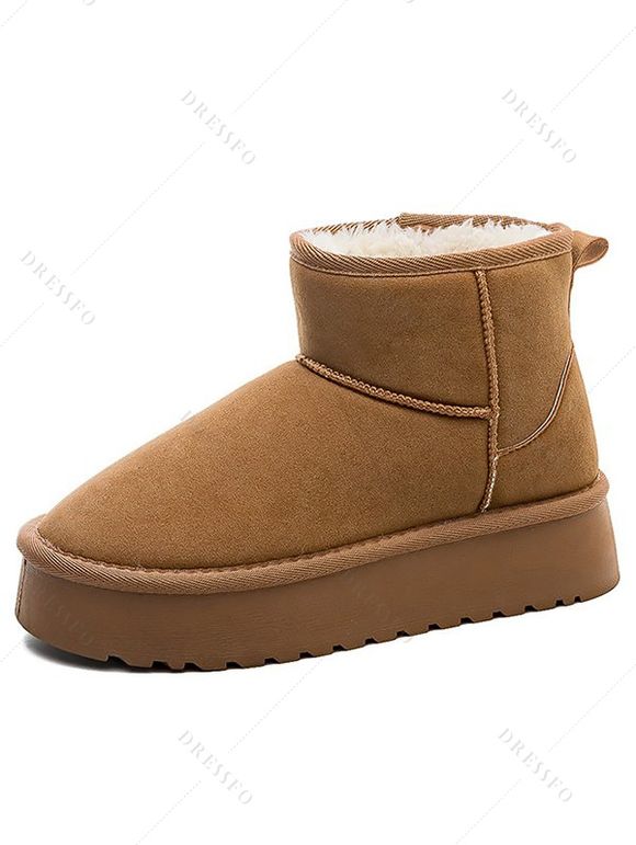 Mid-Calf Plush Lining Thickened Sole Warm Winter Short Boots - café EU 40