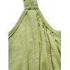 Mini Robe Décontractée à Imprimé Feuille Marguerite à Taille Haute en Blocs de Couleurs à Lacets - Vert clair XXL