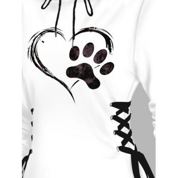 Valentine's Day Hooded Heart Claw Print Lace Up Long Sleeve Mini Dress