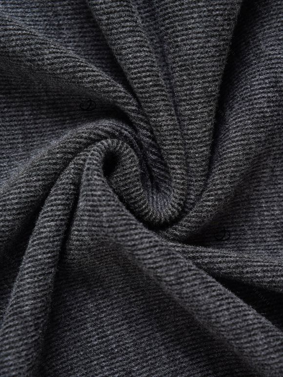 Tribal Print Patchwork Buckle Close Hooded Top And Fleece-Lined Slim Fit Leggings Ethnic Style  Faux Fur Lining Mid-calf Boots Outfit - Gris S | US 4