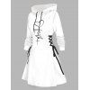 Robe Courte à Capuche Imprimé Coeur à Lacets à Manches Longues Saint-Valentin - Blanc XL | US 12