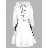 Robe Courte à Capuche Imprimé Coeur à Lacets à Manches Longues Saint-Valentin - Blanc XL | US 12