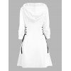 Robe Courte à Capuche Imprimé Coeur à Lacets à Manches Longues Saint-Valentin - Blanc XL | US 12