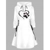 Mini-Robe à Capuche Cœur Imprimé à Manches Longues à Lacets pour Saint-Valentin - Blanc XXL | US 14