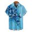 Chemise de Vacances Fleur et Papillon Imprimés à Manches Courtes - Bleu clair 5XL