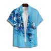 Chemise de Vacances Fleur et Papillon Imprimés à Manches Courtes - Bleu clair 5XL