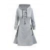 Robe Décontractée à Capuche Rose Imprimée à Manches Longues à Lacets - Gris Clair XXL | US 14