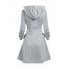 Robe Décontractée à Capuche Rose Imprimée à Manches Longues à Lacets - Gris Clair XXL | US 14