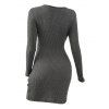 Ruched Tulip Hem Knit Bodycon Dress And Lace Up Over The Knee Boots Life Tree Pattern Drop Earrings Outfit - Gris S | US 4