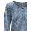 Half Button Ribbed Long Sleeve Top And Fleece-Lined Slim Fit Leggings Plush Lining Warm Boots Outfit - Bleu gris S | US 4