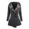 Tribal Print Patchwork Buckle Close Hooded Top And Fleece-Lined Slim Fit Leggings Ethnic Style  Faux Fur Lining Mid-calf Boots Outfit - Gris S | US 4