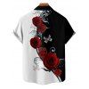 Two Tone Rose Butterfly Print A Line Mini Dress And Short Sleeve Shirt Matching Outfit - Noir S | US 4