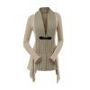 Cable Knit Asymmetrical Buckle Long Sleeve Cardigan And Fleece-lined Leggings Plush Lining Boots Outfit - café lumière S | US 4