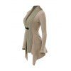 Cable Knit Asymmetrical Buckle Long Sleeve Cardigan And Fleece-lined Leggings Plush Lining Boots Outfit - café lumière S | US 4