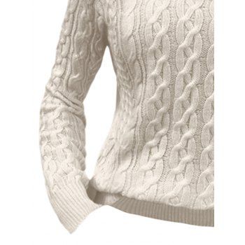 Raglan Sleeve Convertible Neck Mock Button Cable Knit Pullover Sweater