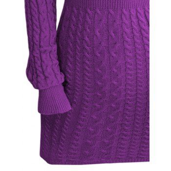 Cable Knit Cut Out Mini Sweater Dress Solid Color Long Sleeve Bodycon Dress