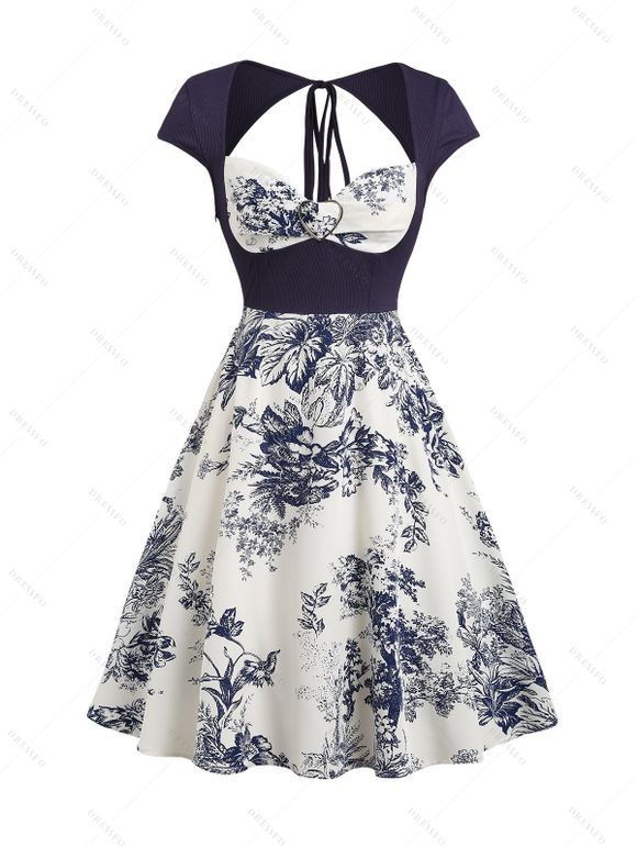 Robe Débardeur Boutonnée Colorée Ombrée Imprimée pour Femme - Blanc S | US 4