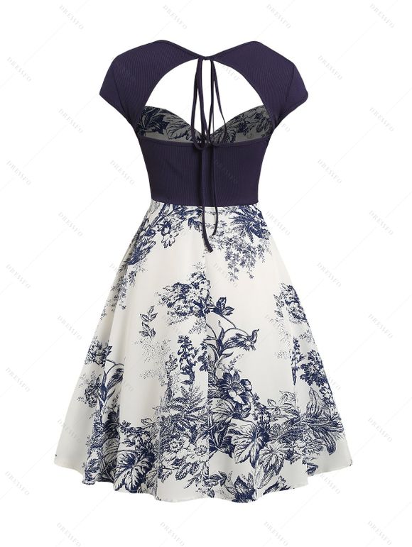 Robe Débardeur Boutonnée Colorée Ombrée Imprimée pour Femme - Blanc S | US 4